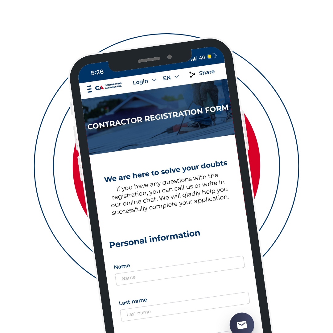 Contractor registration form